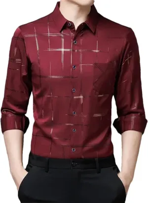 Men's Casual Printed Long Sleeved Lapel Shirt for Spring and Autumn Fashion Comfortable Wrinkle Free Top