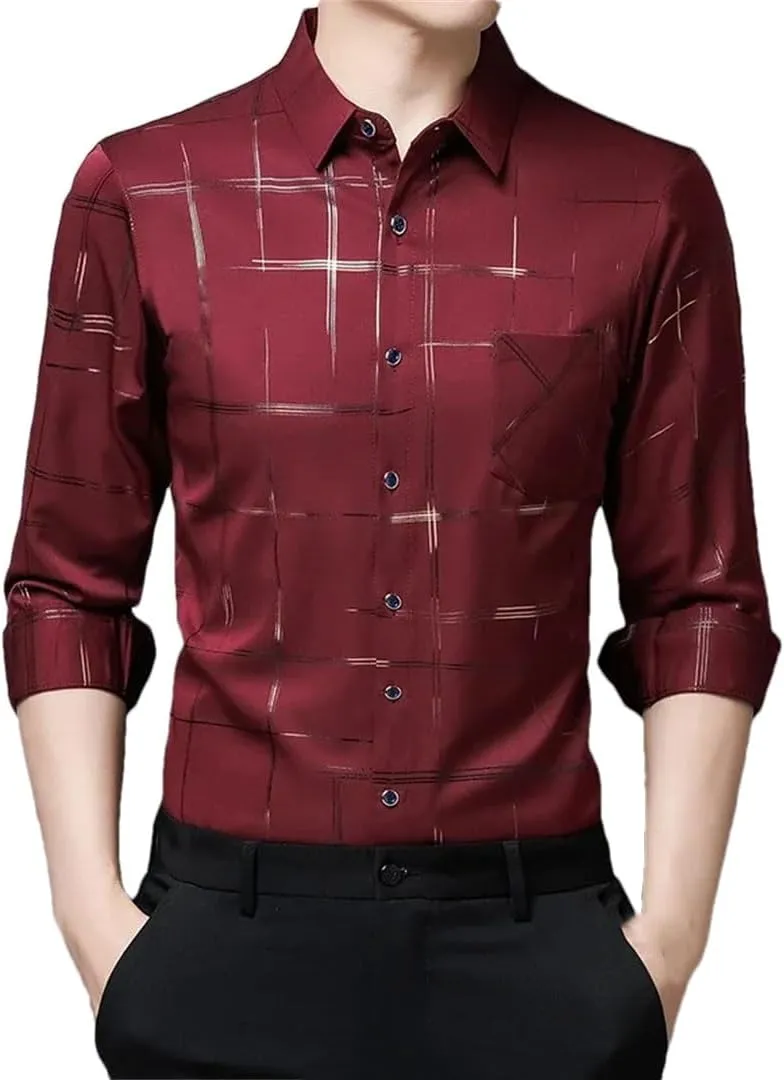 Men's Casual Printed Long Sleeved Lapel Shirt for Spring and Autumn Fashion Comfortable Wrinkle Free Top