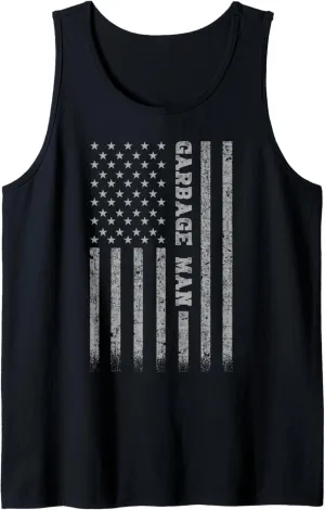 Mens Garbage Man American Flag Tank Top