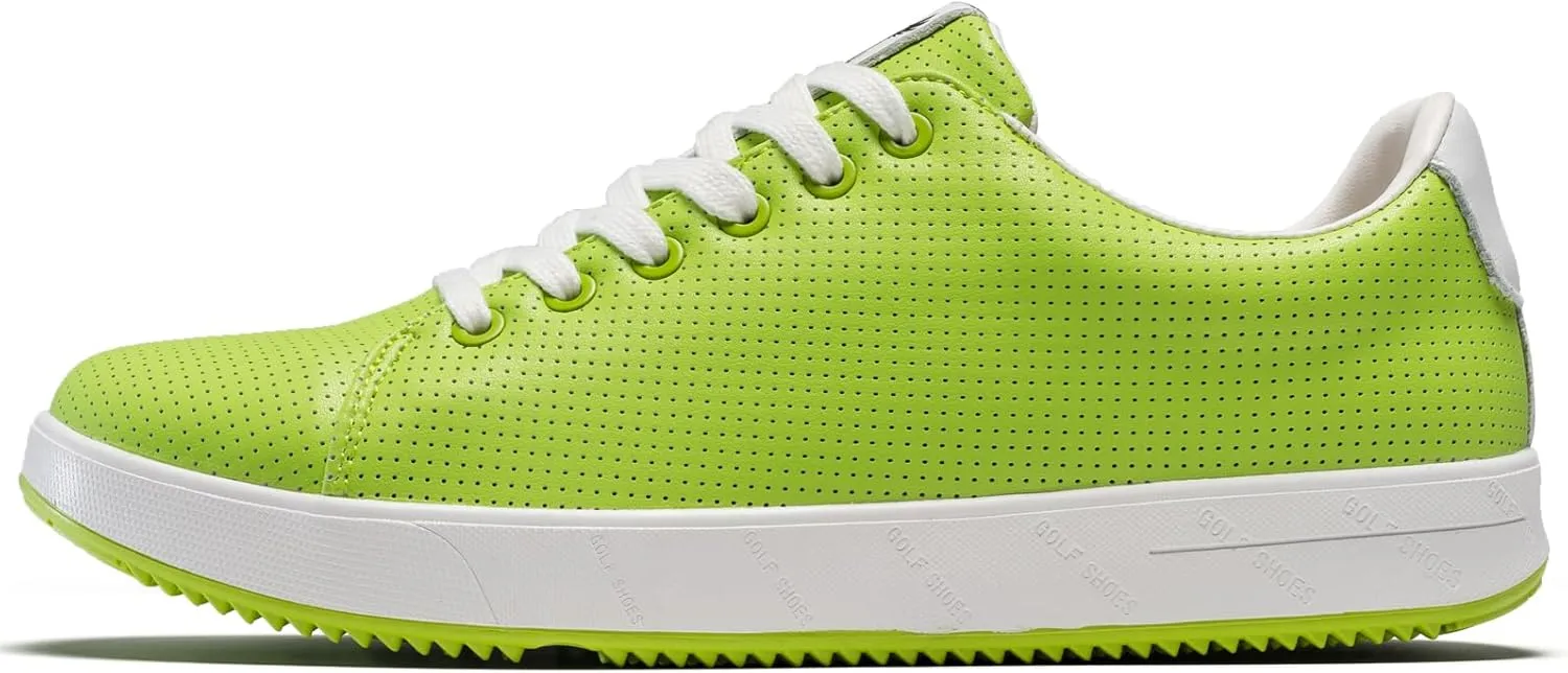 Men's Golf Shoes Professional Spikeless Leather Sneakers Non Slip Low Top Lightweight Comfort Travel Walking Shoes