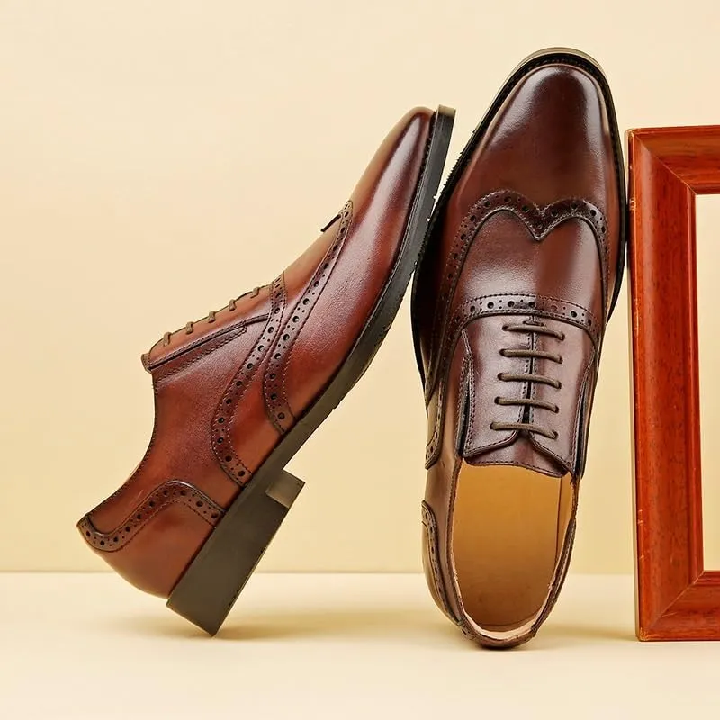 Men's Handmade Shoes Business Formal Leather Shoes Suitable for Wedding Office Breathable and Comfortable Low Top