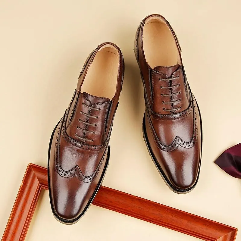 Men's Handmade Shoes Business Formal Leather Shoes Suitable for Wedding Office Breathable and Comfortable Low Top