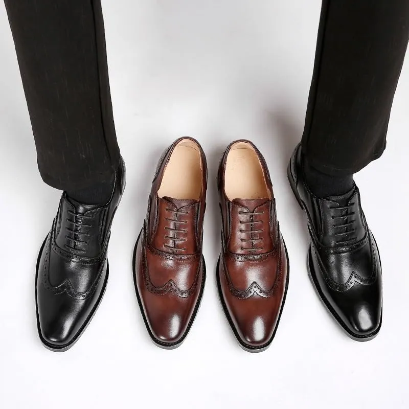 Men's Handmade Shoes Business Formal Leather Shoes Suitable for Wedding Office Breathable and Comfortable Low Top