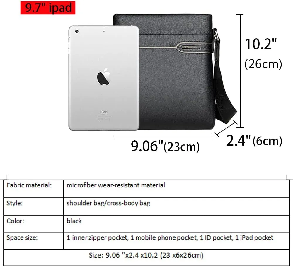 Men's Leather Shoulder Bag, Men Purse Messenger Bag Business Shoulder Bag Crossbody Briefcase