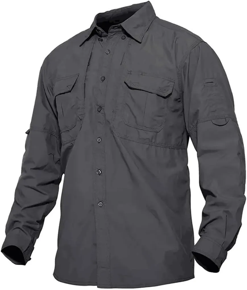 Men's Long Sleeve Shirt Summer Lightweight Quick Dry Hiking Nylon Outdoor Work Cargo Top