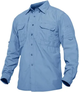 Men's Long Sleeve Shirt Summer Lightweight Quick Dry Hiking Nylon Outdoor Work Cargo Top