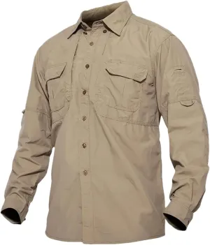Men's Long Sleeve Shirt Summer Lightweight Quick Dry Hiking Nylon Outdoor Work Cargo Top