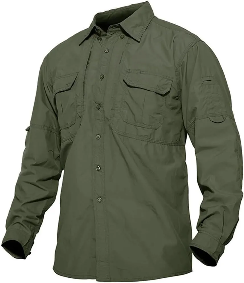 Men's Long Sleeve Shirt Summer Lightweight Quick Dry Hiking Nylon Outdoor Work Cargo Top