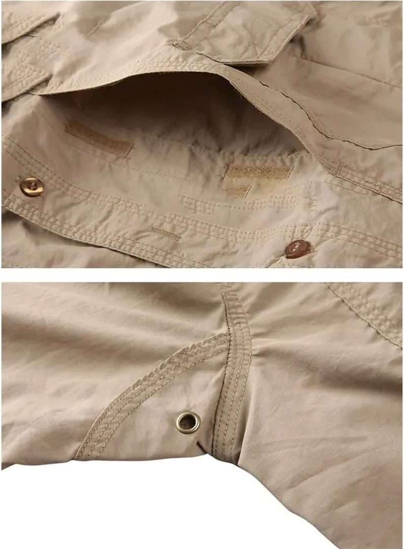 Men's Long Sleeve Shirt Summer Lightweight Quick Dry Hiking Nylon Outdoor Work Cargo Top