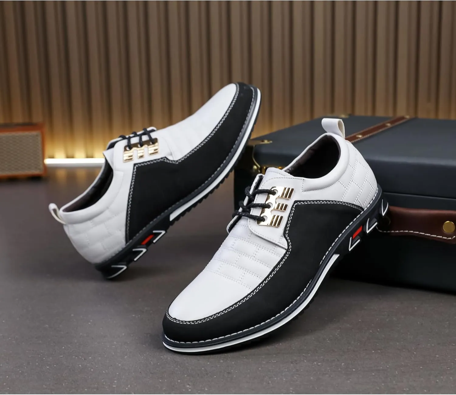 Men's Modern Oxford Leather Fashion Sneakers Walking Shoes Business Office Party Prom Dress Shoes Size 7-15