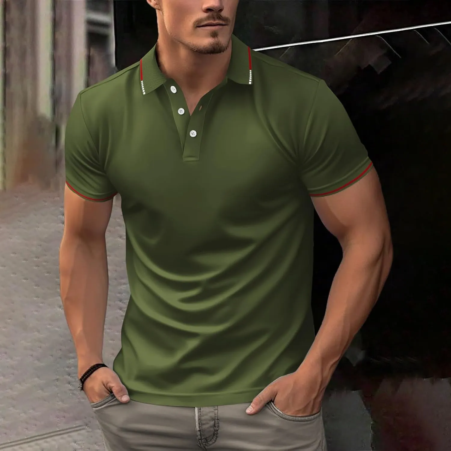 Men's Moisture Wicking Quick Dry Polos Short Sleeve Henley Shirt Lapel Collar Golf Shirts Business Office Work Tops