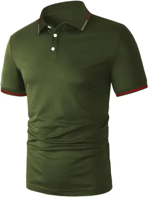 Men's Moisture Wicking Quick Dry Polos Short Sleeve Henley Shirt Lapel Collar Golf Shirts Business Office Work Tops