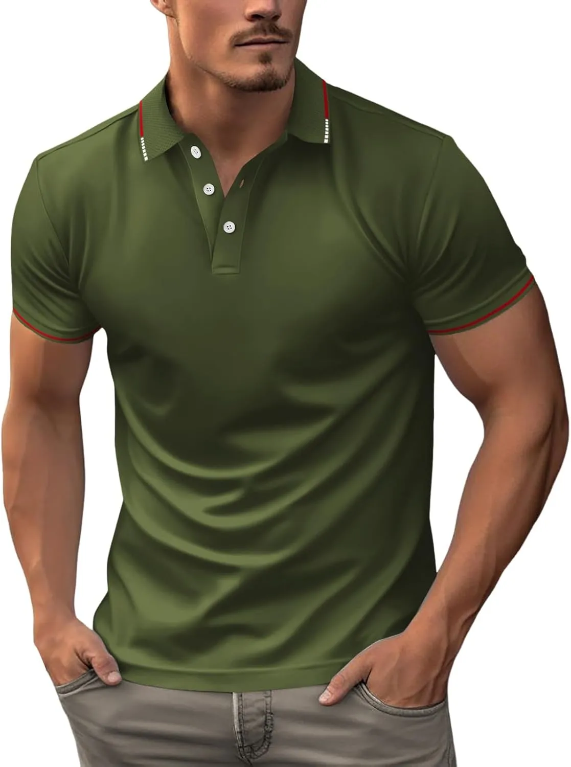 Men's Moisture Wicking Quick Dry Polos Short Sleeve Henley Shirt Lapel Collar Golf Shirts Business Office Work Tops