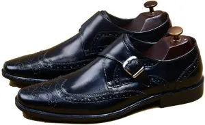 Men's Monk Shoes，Buckle Dress Shoes Urban Walking Work Banquet Business Leather Shoes,Black- 42/UK 8/US 8.5