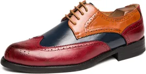 Men's Multicolour Leather Wingtip Dress Oxfords Shoes Retro Lace Up Brogue Formal Shoes for Business Leisure Dance Performance Parties