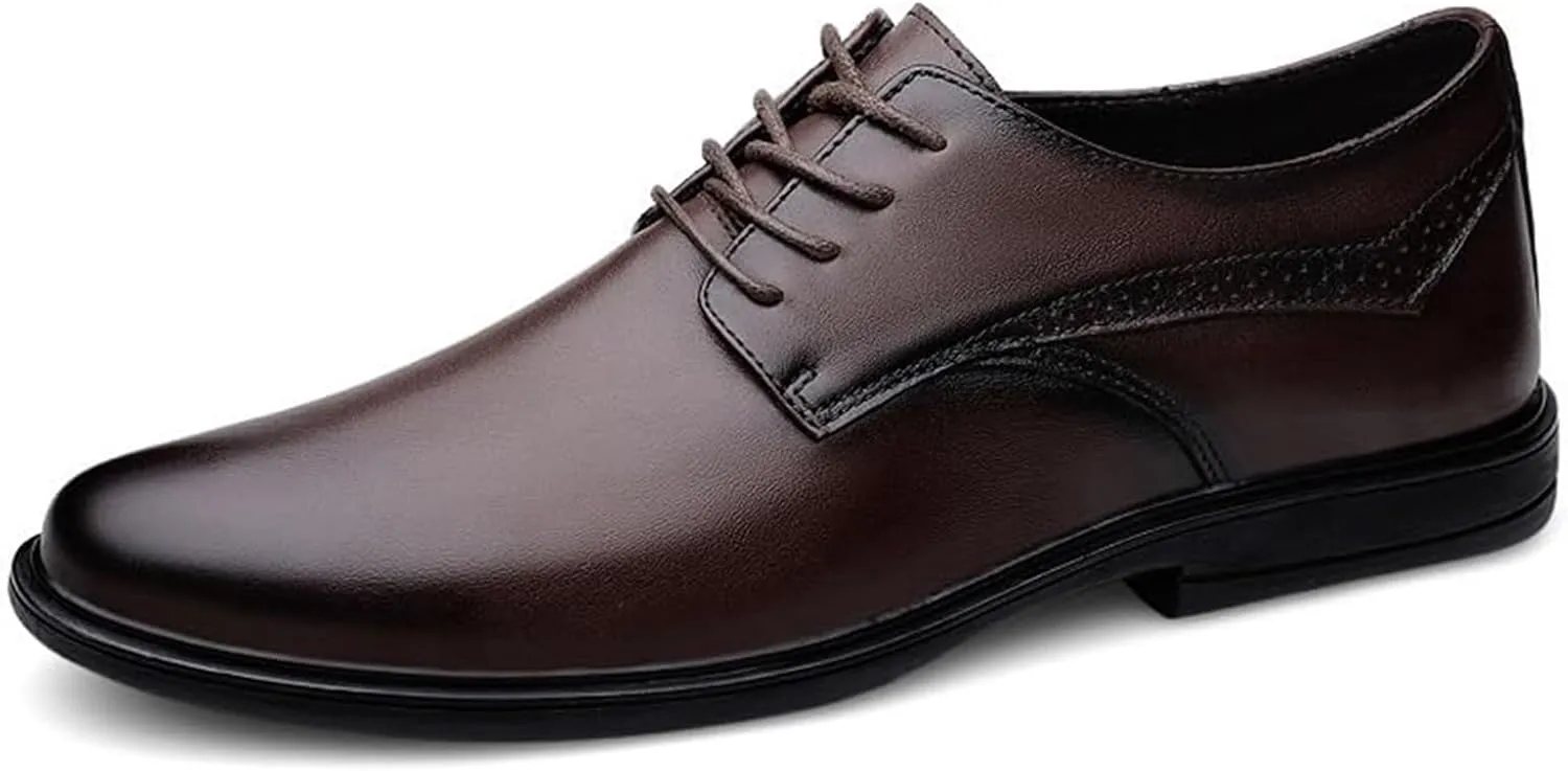 Men's Oxfords Fashion Classic Shoes Pointed Toe Lace Up Leather Dress Shoes Brogue Tuxedo Genuine Leather Non Slip Business Formal