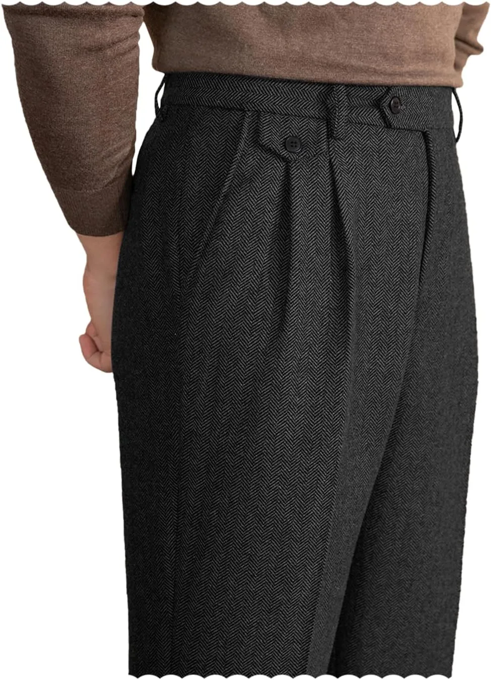 Mens Pants Tweed Herringbone Vintage Dress Pant Trousers Regular Fit Suit Pants for Men