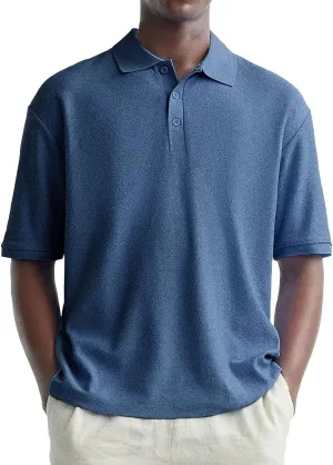 Men's Polo Shirts Short Sleeve Moisture Wicking Athletic Tennis Golf Polos Textured 1/4 Button Down Collared Tops