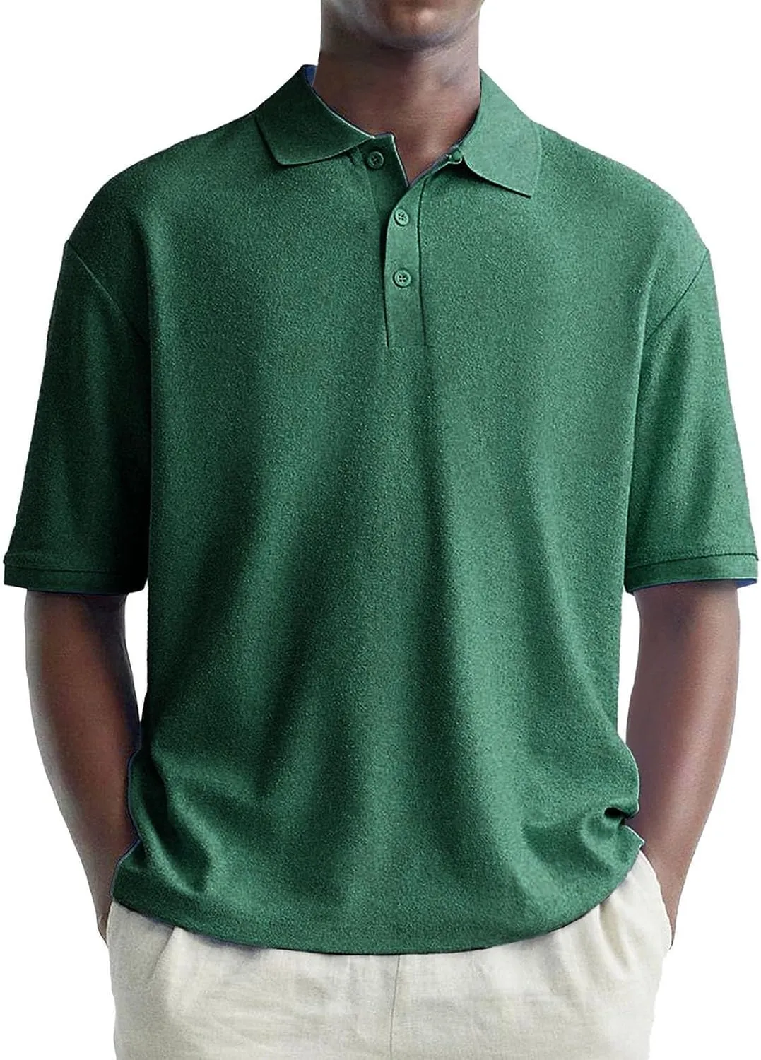 Men's Polo Shirts Short Sleeve Moisture Wicking Athletic Tennis Golf Polos Textured 1/4 Button Down Collared Tops