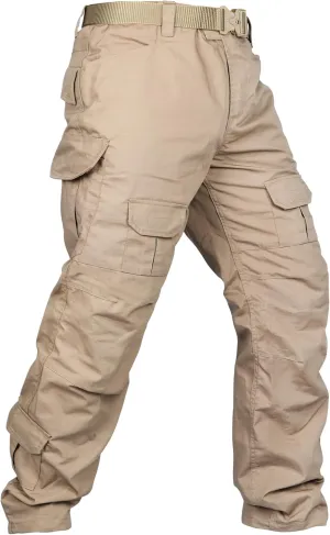 Men's Tactical Pants Camo Cargo Pants Ripstop Work Hiking Pants with 10 Pockets No Belt