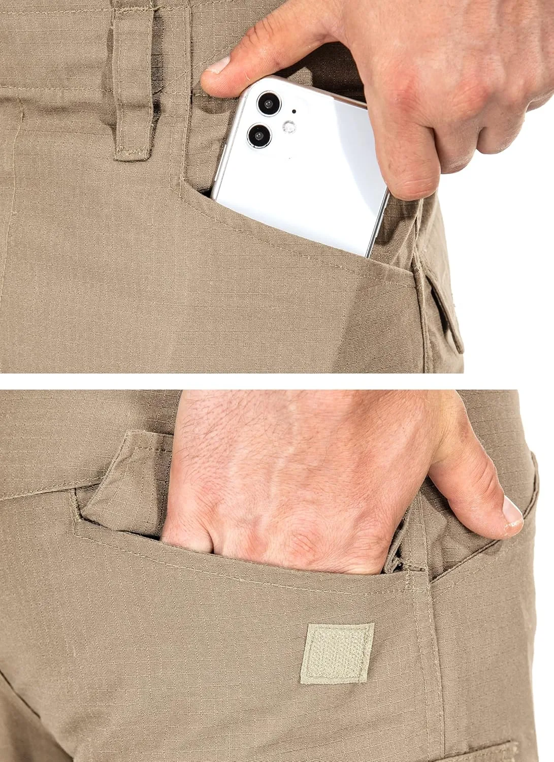 Men's Tactical Pants Camo Cargo Pants Ripstop Work Hiking Pants with 10 Pockets No Belt