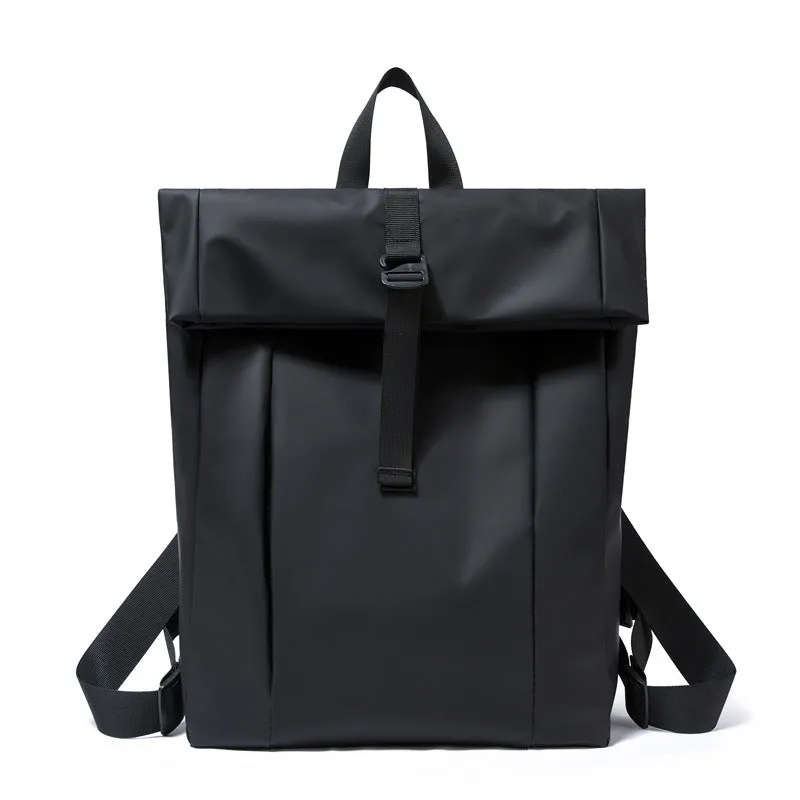 Men's Trendy Large Capacity Curved Edge Roll Top Cover Backpacks