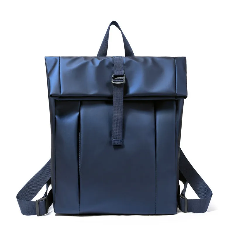 Men's Trendy Large Capacity Curved Edge Roll Top Cover Backpacks