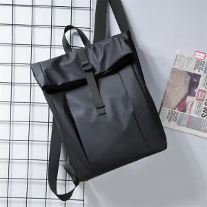 Men's Trendy Large Capacity Curved Edge Roll Top Cover Backpacks