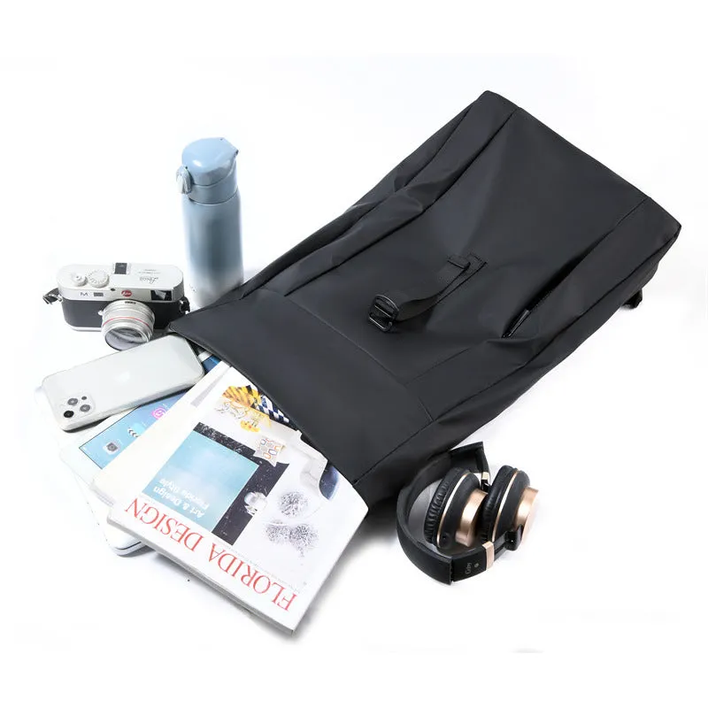 Men's Trendy Large Capacity Curved Edge Roll Top Cover Backpacks