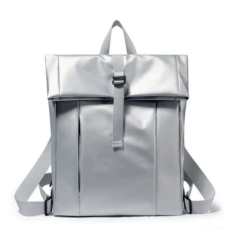 Men's Trendy Large Capacity Curved Edge Roll Top Cover Backpacks