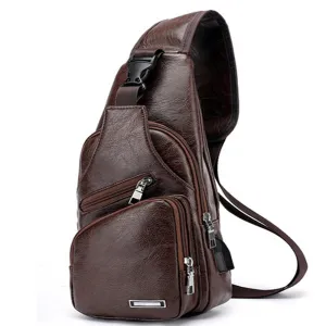 Men's USB Charging Cross-Body PU PVC Messenger Chestpack/Backpack