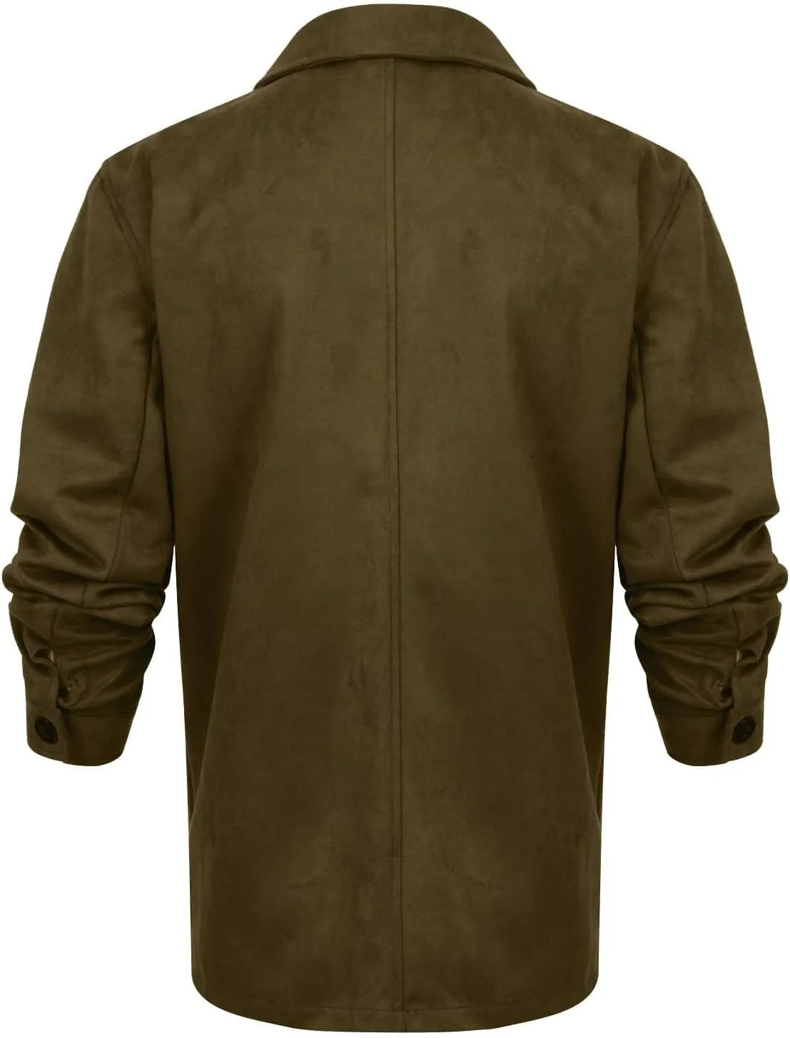 Mens Waterproof Suede Jacket Coat Vintage Classic Leather Jacket Casual Lapel Button Down Long Sleeve Winter Coats