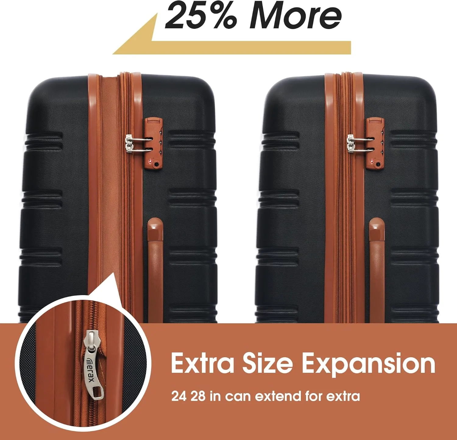 Merax Luggage Sets 13 Piece Suitcase Set 16/20/24/28 IN,Carry on Luggage and Travel Bag TSA Lock Expandable,Hard Case Luggage with Spinner Wheels,Black and Brown