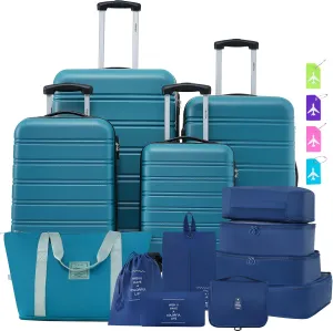 Merax Luggage Sets 13 Piece Suitcase Set 16/20/24/28 IN,Carry on Luggage and Travel Bag TSA Lock Expandable,Hard Case Luggage with Spinner Wheels,Blue