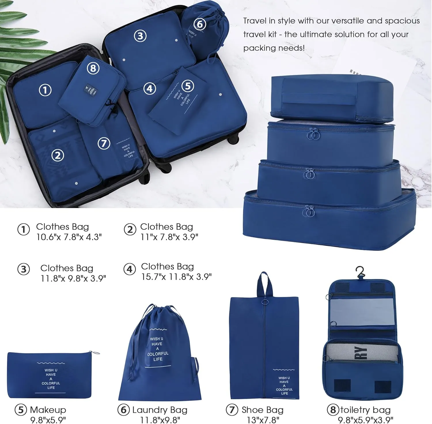 Merax Luggage Sets 13 Piece Suitcase Set 16/20/24/28 IN,Carry on Luggage and Travel Bag TSA Lock Expandable,Hard Case Luggage with Spinner Wheels,Blue