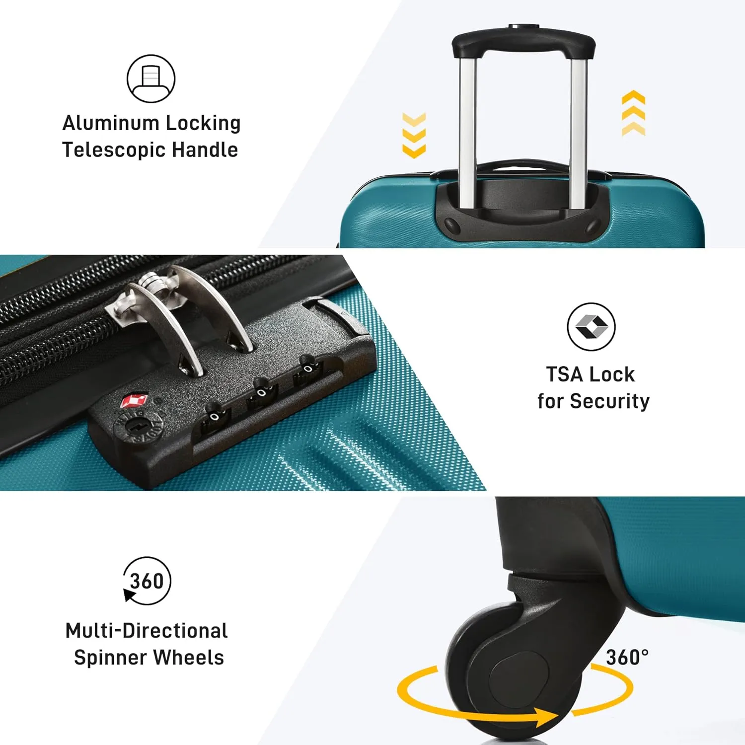 Merax Luggage Sets 13 Piece Suitcase Set 16/20/24/28 IN,Carry on Luggage and Travel Bag TSA Lock Expandable,Hard Case Luggage with Spinner Wheels,Blue