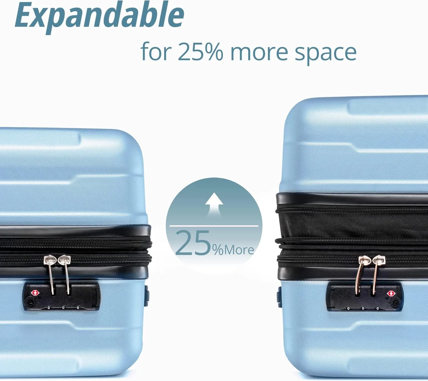 Merax Luggage Sets 2 Piece Suitcase Set 20/24,Carry on Luggage Airline Approved,Hard Case with Spinner Wheels,Light Blue