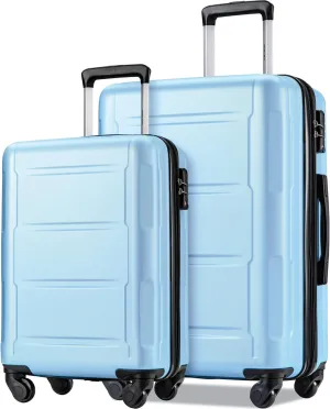 Merax Luggage Sets 2 Piece Suitcase Set 20/24,Carry on Luggage Airline Approved,Hard Case with Spinner Wheels,Light Blue