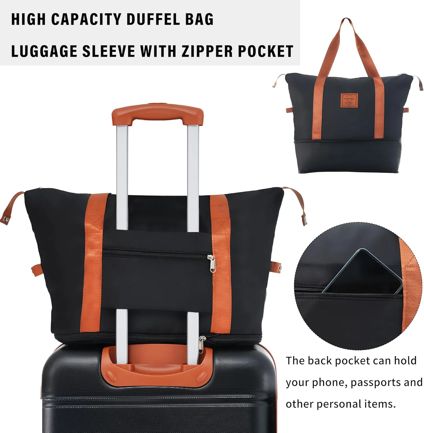 Merax Luggage sets of 3 Piece 20 24 IN Carry on Luggage Hard Case Black and Brown Luggage Expandable Checked Luggage Suitcase Set with Wheels