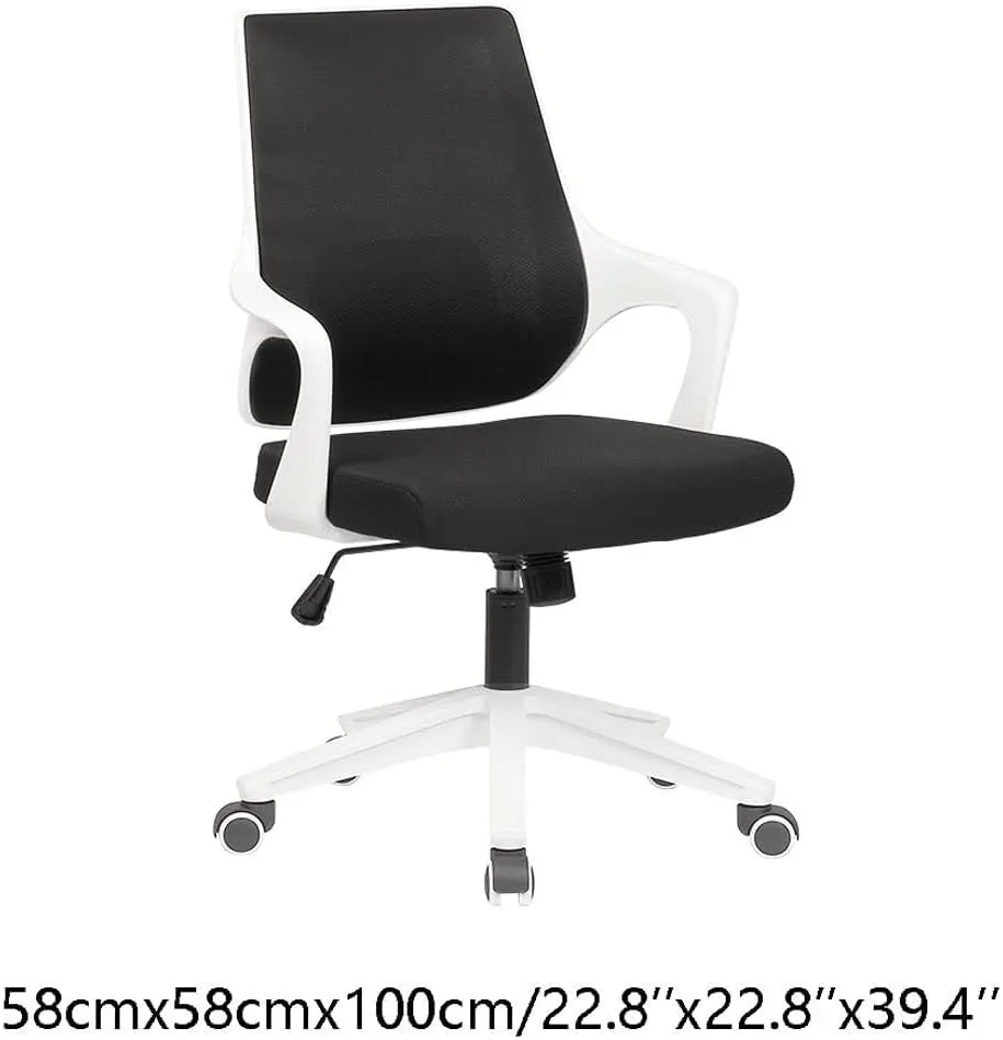 Mesh Office Chair with Pulley Bracket,Ergonomic High-Back Adjustable Desk Chair with armrests, for Office, Dormitory, Home Gift (Color : Yellow Black, White Blue)(Yellow Black)