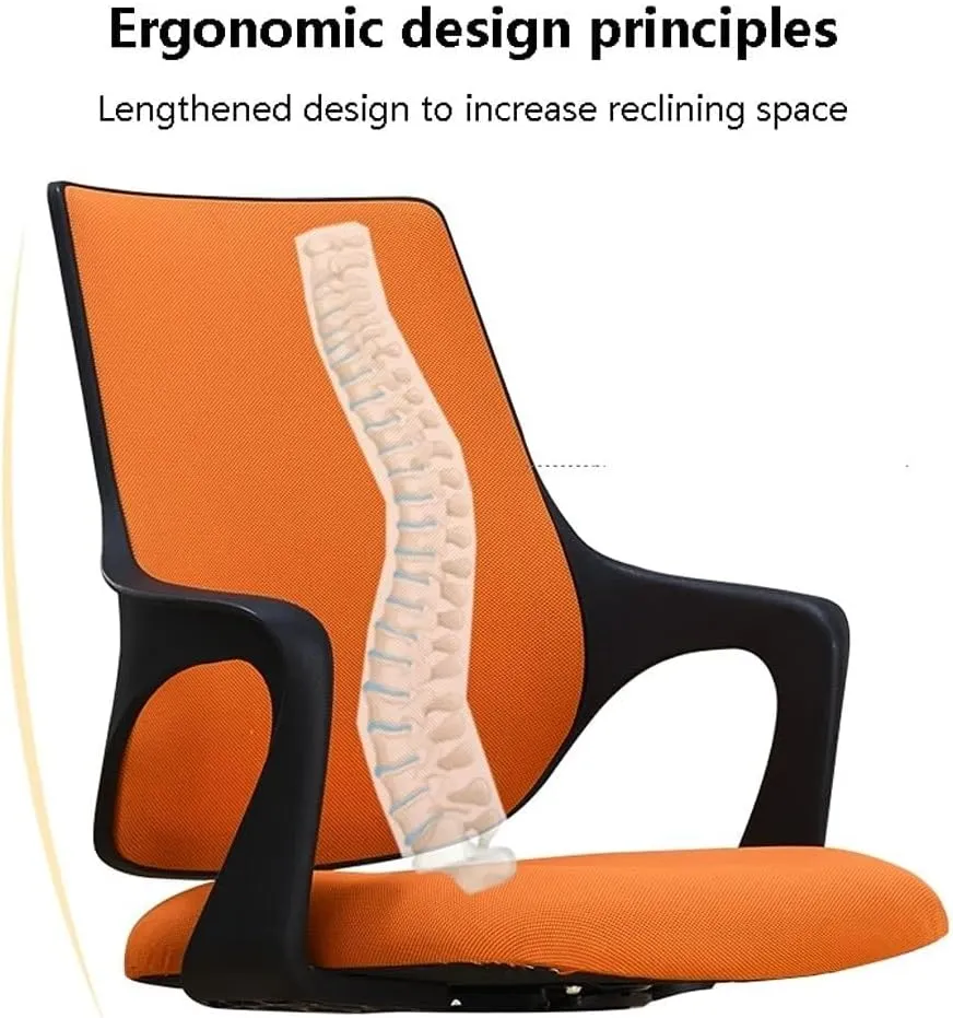 Mesh Office Chair with Pulley Bracket,Ergonomic High-Back Adjustable Desk Chair with armrests, for Office, Dormitory, Home Gift (Color : Yellow Black, White Blue)(Yellow Black)