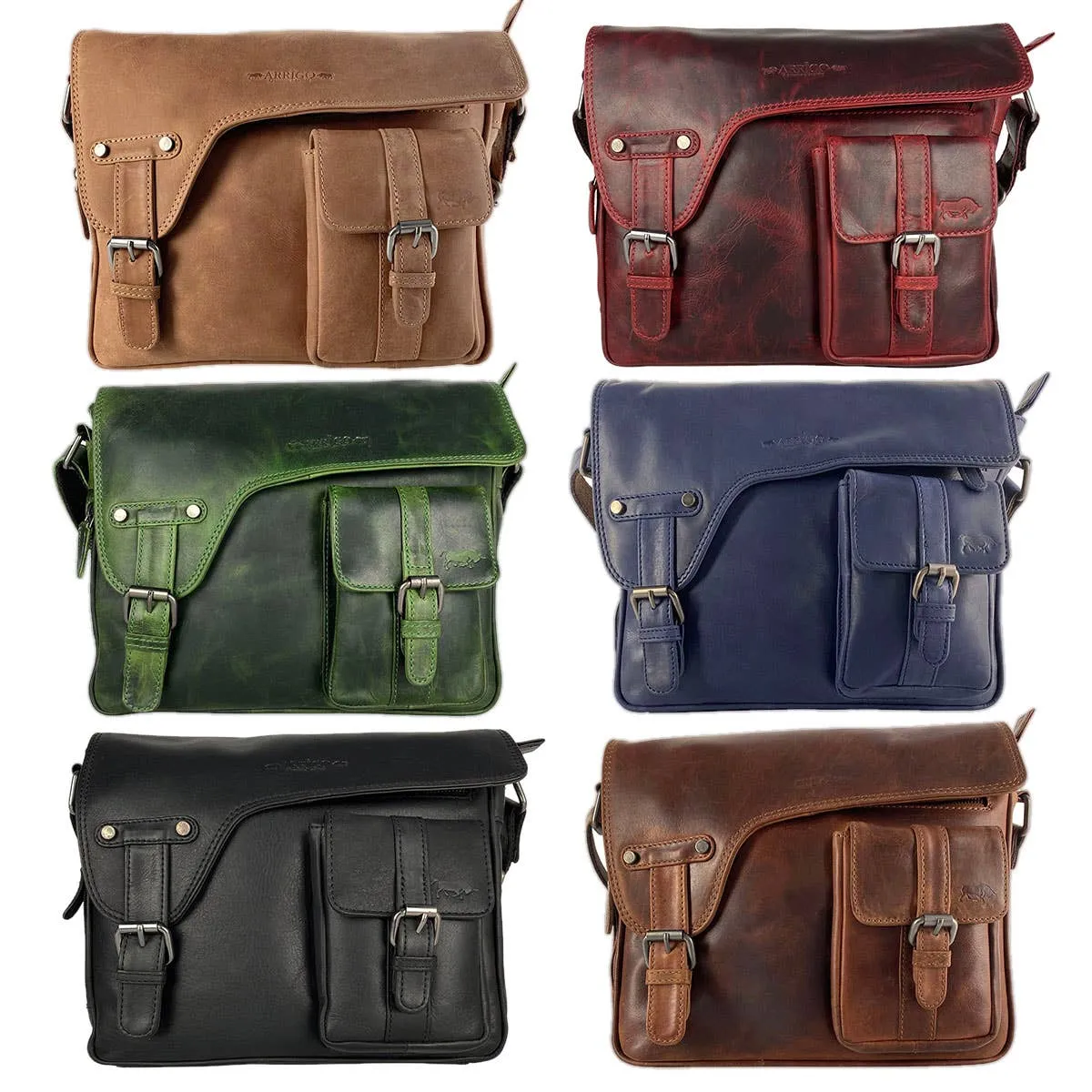 Messenger Bag - Shoulder Bag Leather - 6 colours - Arrigo: Red