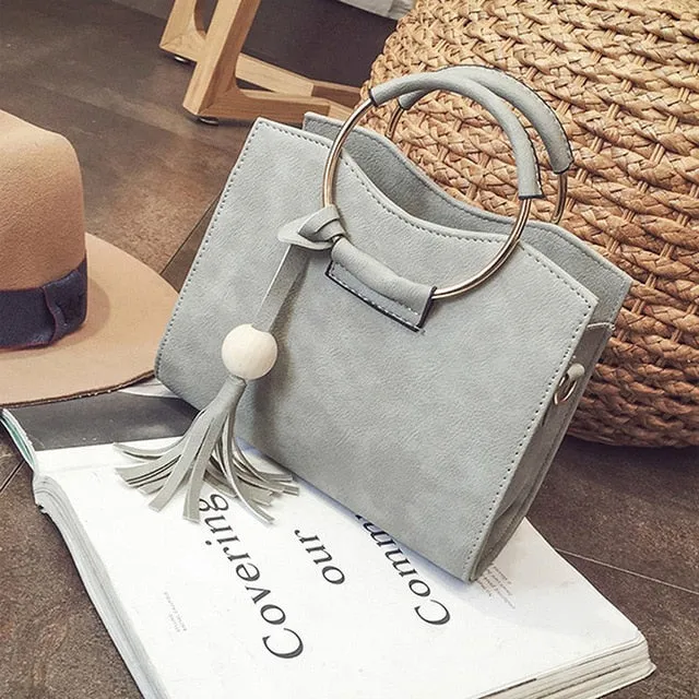 Messenger Bags Crossbody Handbag Complete product line Bag Leather Fashion Women Tassel Totes Women PU Ring Dependable Top Metal Shoulder Bags Vintage Handle