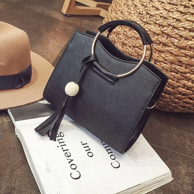 Messenger Bags Crossbody Handbag Complete product line Bag Leather Fashion Women Tassel Totes Women PU Ring Dependable Top Metal Shoulder Bags Vintage Handle