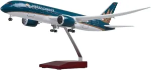 Metal Aircraft Model 1/130 Scale 43 Cm for Jet Resin Aircraft Model B787 Vietnam Dreamliner with Lights and Wheels Suitable Aviation Enthusiasts(No Light)