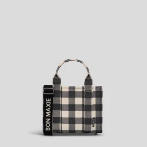 Micro Bon Vivant Structured Tote Bag -- Black Gingham