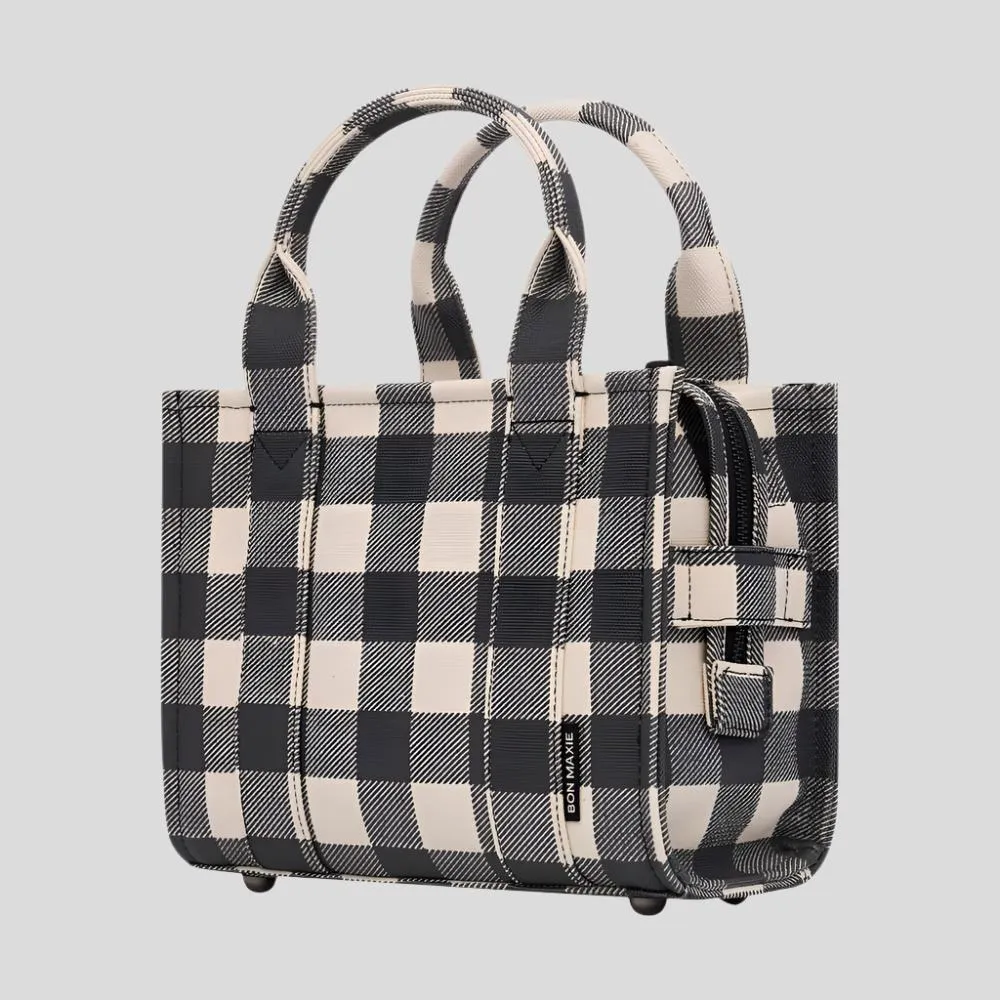 Micro Bon Vivant Structured Tote Bag -- Black Gingham
