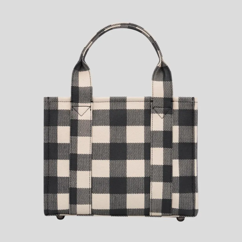 Micro Bon Vivant Structured Tote Bag -- Black Gingham