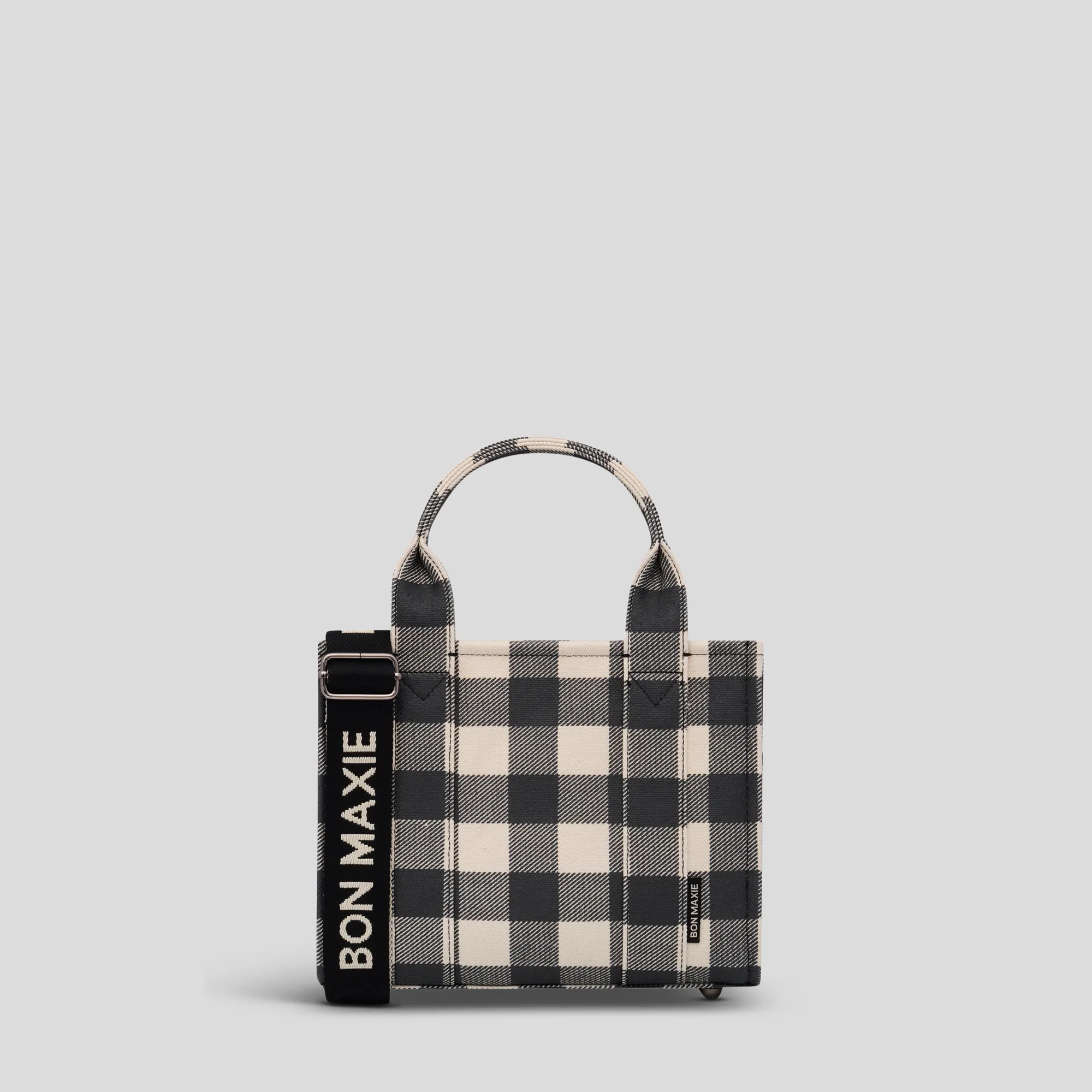 Micro Bon Vivant Structured Tote Bag -- Black Gingham