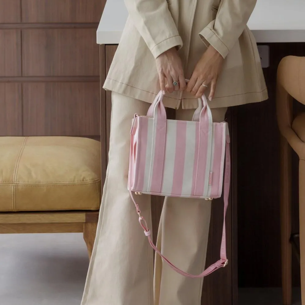 Micro Bon Vivant Structured Tote Bag -- Blush Stripe